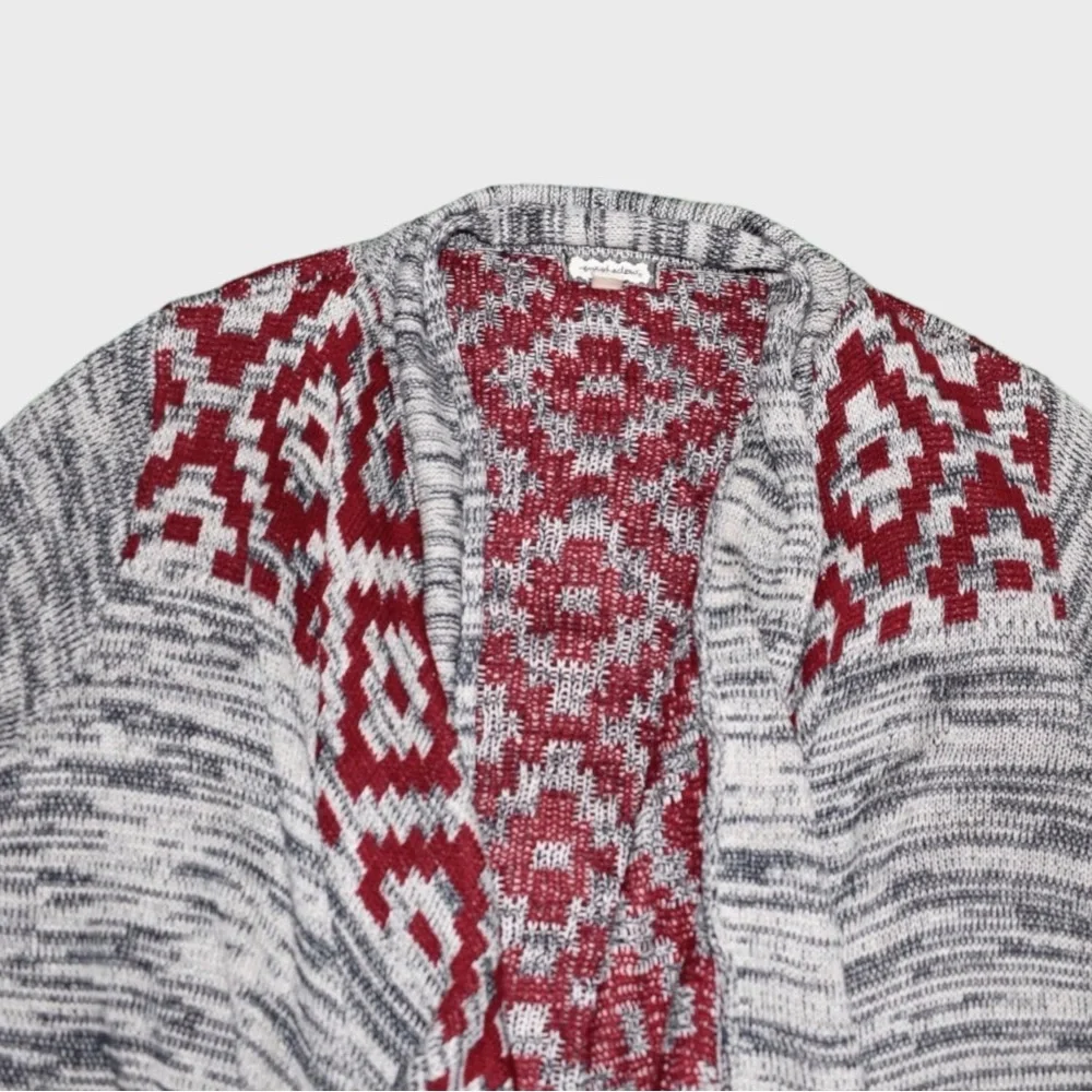 Eyeshadow Aztec Print Fringe Open Front Drape‎ Cardigan